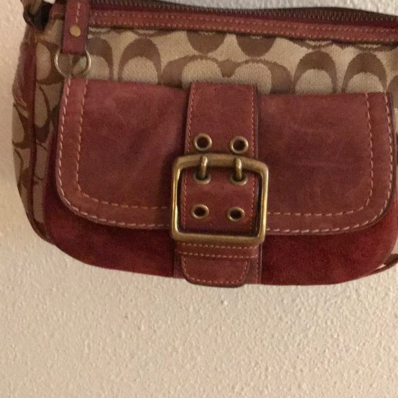 VINTAGE COACH LEGACY BROWN LEATHER CANVAS BAG - Picture 2 of 6